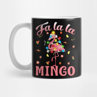 Fa La La Mingo Flamingo Christmas Tree Lights Tropical Xmas T-Shirt Mug